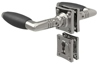 MS Beschläge Ton-Stil Türdrücker Ebenholz-Optik Griffstück Holz-Türgriff Türbeschlag Bicolor Türklinke Rosettengarnitur Zimmertür-Drückergarnitur (Buntbart, glänzend vernickelt)