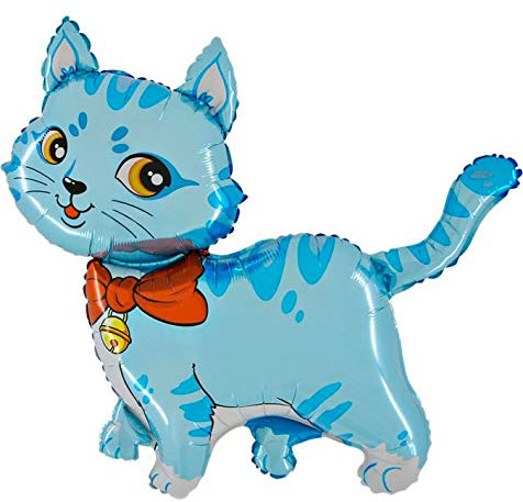 Ballonim® Katze Folienballon blau ca. 80cm | Luftballons, Party Dekoration, Geburtstag