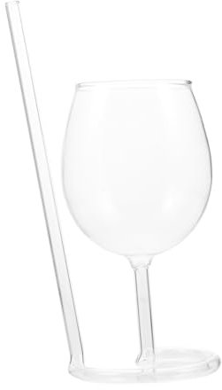 PRETYZOOM Verre à Vin Transparent Avec Paille Intégrée Gobelet Cocktail Original Pour Maison Et Bar Design Élégant Et Pratique