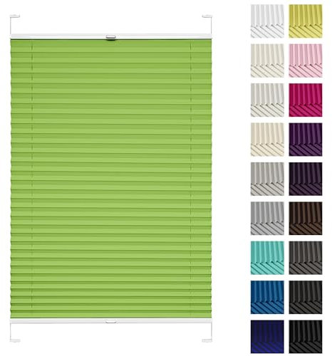 Rettika® Plissee mit Bohren, Breite: 115 cm, Höhe: 230 cm, Pistazien, Fensterrollo Sonnenschutz, Plisseerollo innen, Rollo für Fenster mit Bohren