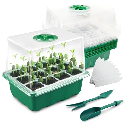 ZoneYan Vassoi per Semi 6 Pack, 72 Celle Propagator Growing Addensano i Vassoi, Vassoi per Piante con Cupole Ventilate, Mini Serra per Piantine Semina Germinazione di Piante in Crescita