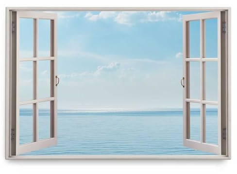 Paul Sinus Wandbild 120x80cm Fensterbild Meer Blau Horizont Ozean Himmel Wasser