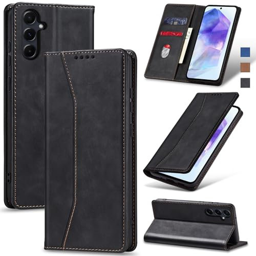 Jasonyu Funda para Samsung Galaxy A55,Cuero PU Carcasa,Tipo Libro Flip Case con Tarjetas y Cartera,Soporte Plegable,Cierre magnético,Capa (Negro)