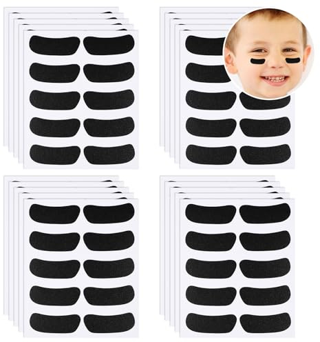 Qianyu 400 Pcs Black Eye Stickers for Kids Lacrosse Fans Sports Face Stickers for Football Baseball Softball Sport Game Themed Party Birthday Party Eye Strips Outdoor Accessories Supplies