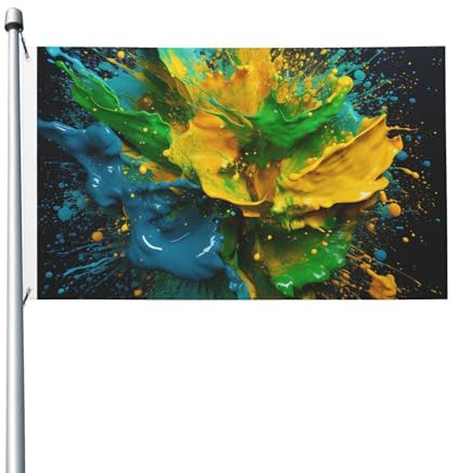 Bandiera 3 x 5 Ft Outdoor Flag Double Sided Bandiera Verde e Giallo Colore Collisione Tutte le Stagioni Bandiere per Cortile Decorazione Esterna Vacanza Banner Sign