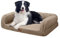 EMME Hundebett Kleine Hunde, 68 x 50 x 17 cm, Orthopädisches Hundebett Wasserdicht, Deluxe Hundesofa Mit Eierschaum Matratze und abnehmbarem, Waschbarem Bezug Hundekorb Alle Jahreszeiten, Leinen Braun