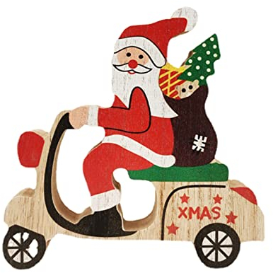 BAHJKASD Weihnachtsmann-Ornament, Baum, Auto, Geschenktasche, Holz, für Zuhause, Festival, Party, Esstisch, Dekoration, Kinder, Geschenk, Weihnachtsbaumschmuck 2022