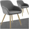 tectake® 2X Esszimmerstuhl, Sessel bequem mit Armlehne, Polsterstuhl, Cord Cocktailsessel, Loungesessel für Wohnzimmer, Esszimmer, Moderne Küchenstühle, Bürostuhl - grau/Gold
