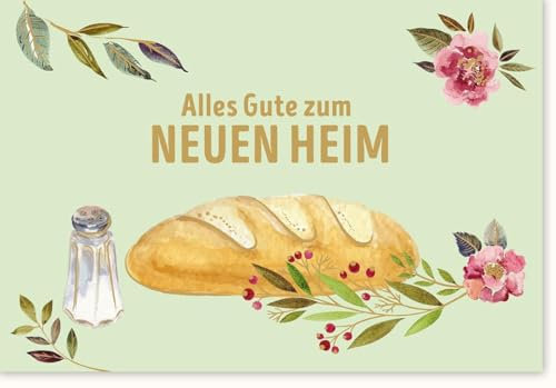 Glückwunschkarte zum Umzug Illustration Brot und Salz Alles Gute zum neuen Heim