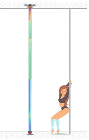 IXIETY Barre de Pôle Dance avec Support au Plafond, Poteau de Pole Dance Portable for la Maison Appartement, Facile à Installer(2.3m-3.77m/7.3ft-12.4ft)