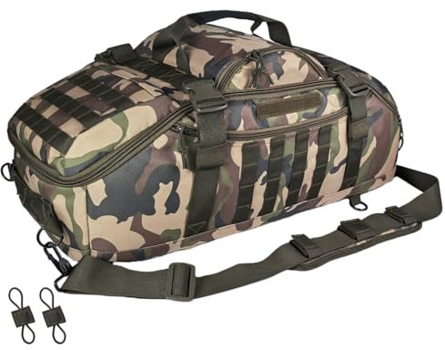 Hannibal Tactical Große Reisetasche, 3-in-1 taktischer Rucksack, MOLLE-Pack für Sport, Fitnessstudio, Outdoor, Schwarz, Waldland, 65L, Aktivitäten im Freien