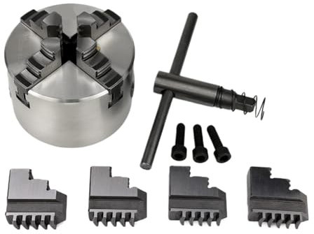 DAISHUJIE Drehfutter K12-80 4 Backen Selbstzentrierendes 80mm (3,15 ft) Drehbank-Handspannfutter for mechanische Drehmaschinen mit gehärtetem Stahl for die Holzverarbeitung