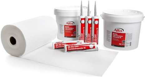 Alfa Flachdachabdichtungs-Set mit Vlies 7m² – Set inklusive Reparaturmasse | Profi-Qualität – Komplettset mit Vlies für die sichere, langlebige Abdichtung von Flachdächern und Dachflächen