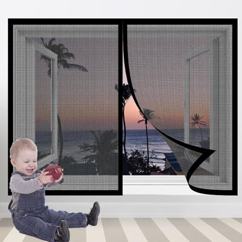 Zanzariera per Finestre Piccole 70 x 140 cm Tenda Anti Zanzare Maglia Fine Magnete Potente per Porte Zanzariera Porta Finestra, Nero