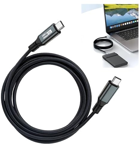 Riybyds 1M 100W 20V/5A Cable USB C a USB C, USB 3.2 Gen2, Transferencia de Datos de 20 Gbps, Carga Rápida, Cable de Video 4K a 60Hz, Compatible Laptops, Teléfonos Móviles y Dispositivos USBC (1M)