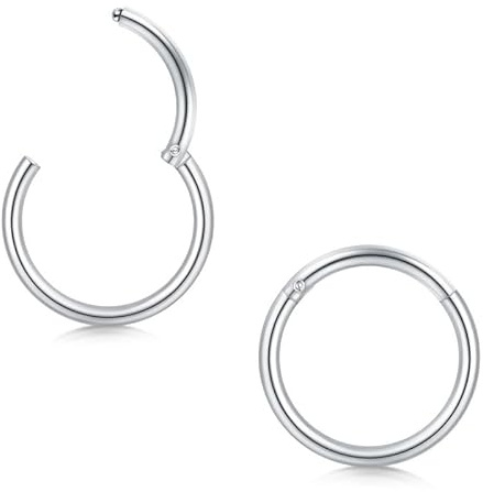 Longita 2 Stück Nasenpiercing Ring Silber 0.8mm 20G - 316L Edelstahl Clicker 6mm Nasenring - Nahtlose Präsenz Piercing für Septum Helix Tragus Conch Lippe Knorpel Segmentring Set Damen Herren