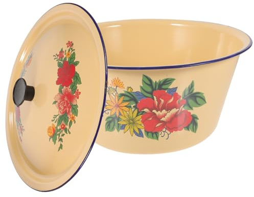 iplusmile Cazuela Esmaltada Grande Con Tapa Olla Cocina Multifunción Para Estofados y Sopas Resistente Altas Temperaturas Diseño Ergonómico Para Uso Doméstico