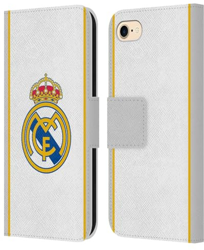 Head Case Designs Officially Licensed Real Madrid CF White Badge Leather Wallet Case Compatible With Apple iPhone 7/8 / SE 2020 & 2022