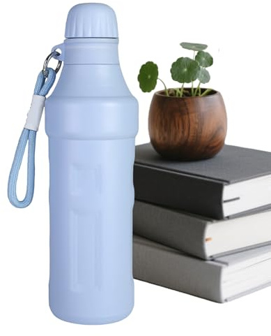 Gourde Isotherme Bouteille d'Eau de 500 ml à Petit Goulot | avec Sangle et Bec Étroit en Acier Inoxydable pour Boissons Café Lait Sports Intérieur Extérieur