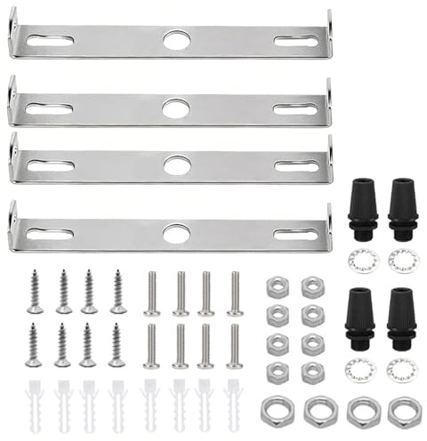 Zcbzbn 120mm Lampenhalterung Decke Kit 4 Set Deckenhalterung Lampe Stahl Querleiste mit Schraube Unterlegscheibe Mutter für Haus Büro Hängeleuchte Wand Deckenlicht Pendelleuchte