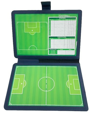 Fußball Coaches Board Professional, Fußball Taktiktafel Klappbar Trainermappe mit Abwischbarer Oberfläche, Inklusive Markern und Magnetischen Spielfiguren