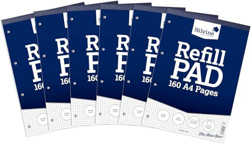 Silvine A4RPX - A4 Refill Pad 5mm Quadrille and Squared PK6