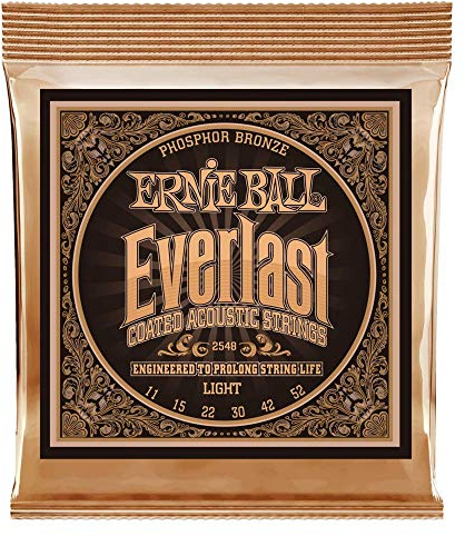 Ernie Ball, Everlast Light Coated Phosphor Bronze, Corde per chitarra acustica, diametro 11-52