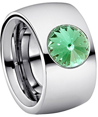 Heideman Damen-Ring Coma Silber Edelstahl mit Zirkonia Gelbgrün Gr.50