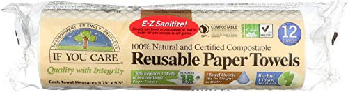 If You Care 100% Natural and Certified Compostable Reusable Paper Towels, 12 towels per package