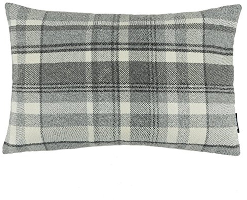 McAlister Textiles Heritage | Sofakissen mit Füllung in Anthrazit Grau | 50 x 30 cm | gewobenes Tartan-Muster kariert | Deko gefülltes Kissen Sofa, Bett, Couch pflegeleichtes Wolle-Gefühl