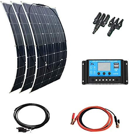 XINPUGUANG panel solar 300W 12V Kit 3pcs 100W 18V Módulo fotovoltaico monocristalino flexible 30A Controlador solar para autocaravana, barco, remolque, automóvil, hogar, 12v Carga de la batería