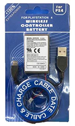 Todobarato24h Bateria Mando Compatible KCR1410 con Cable DE Carga Compartible con PS4 Playstation 4-1000mAh (Conector 4 mm)