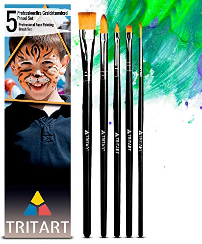 Schminkpinsel-Set 5-teilig HOCHWERTIG I Pinsel für Faschingsschminke Kinderschminke Halloween Schminke I Make-Up Pinsel für Theaterschminke I Profi Pinsel-Set aus Kunsthaar