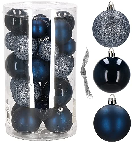 SPRINGOS Christbaumkugeln 30 Stück Bruchsicher Glitzer Matt Glanz