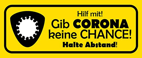 Schatzmix Hilf mit gib Corona Keine Chance Metallschild 27x10 Deko tin Sign Blechschild, Blech, Mehrfarbig, 27x10 cm