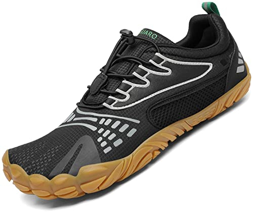 SAGUARO Barfußschuhe Herren Damen Traillaufschuhe Outdoor & Indoor Training Fitnessschuhe Wander Wald Strand Straße Laufschuhe Walkingschuhe Schnell Trocknend Badeschuhe, Krähe Schwarz, 45 EU