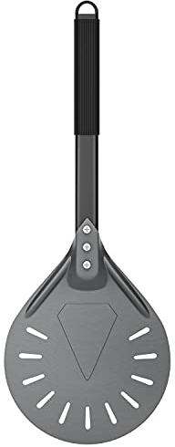 Karboby Pelle à Pizza Perforée, Pizza Paddle en Aluminium Anodisé Dur pour Four pour La Cuisson De Pizzas Maison, Pains, Petite Pelle à Pizza Ronde, 8 pouces