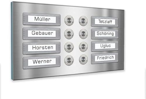 Achtfamilien Türklingel 270x150mm mit wechselbaren Namensschildern