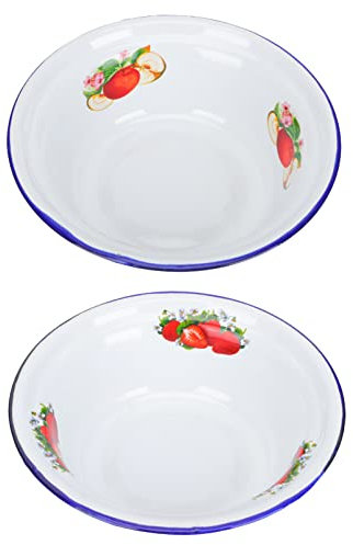 Angoily 2 Piezas Lavabo De Esmalte Laminado Cuenco Para Servir Esmaltado Fideos Cuenco De Esmalte Antiguo Tazón De Sopa Japonesa Cuenco Japones Ensaladera De Esmalte Tailandia Vapor