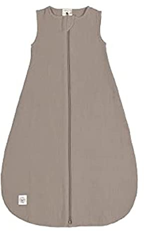 LÄSSIG Baby Sommerschlafsack ohne Ärmel Muslin Baumwolle GOTS zertifiziert unisex/Muslin Sleeping Bag taupe, Größe 86/92 13-18 Monate