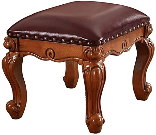 CHEWYNP Klappbarer Fußhocker mit Aufbewahrung Luxus-Fußhocker aus massivem Holz im europäischen Stil Ledersofa Schminkhocker Modischer Esszimmerstuhl/Essenshocker Wechselschuhe Hocker Gepo