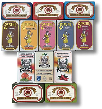 Portugiesische Sardinen Set - 13 Arten - La Rose - Berthe - Cocagne - Portugal