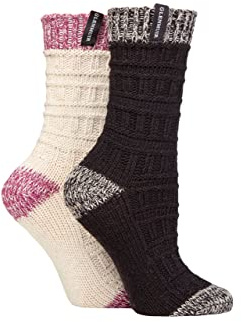 Glenmuir Ladies Classic Boot Socks - Fashion Patterned Textured Knit, for Walking and Outdoors Pack of 2 Size 4-8