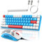 ZIYOU LANG RK-T8PR0 - Combo de teclado y mouse mecánico para juegos con cable 65% con retroiluminación LED RGB, antighosting, TKL Mini 68 teclas en espiral C a un cable táctil azul interruptor para