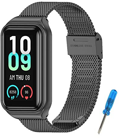 BDIG Cinturino per Amazfit Band 7 Cinturini Metallo in Acciaio Inossidabile Bracciale di Ricambio Braccialetto da Polso Sostitutivo Wristband Cinturino per Amazfit Band 7