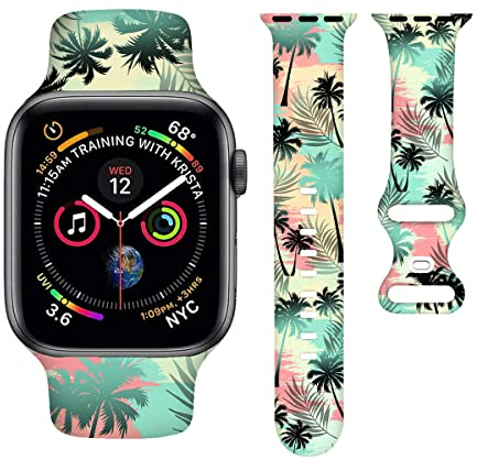 BACDOILQ Palm Tree Smartwatch-Armband, kompatibel mit Uhren, 42 mm, 44 mm, weiches Silikonband, Ersatz für Serie 7/6/5/4/3/2/1/SE