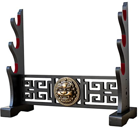 FOXSMZZ Porta spada in velluto giapponese imbottito Katana Stand Samurai Display Rack Support All Tanto Spade (Kylin-3)