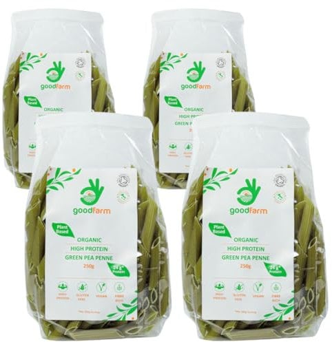 goodFarm Organic Green Pea Penne Pasta 1 kg - High Protein & Fibre, Gluten-free, Vegan, Low calorie