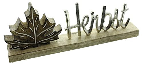 FRANK FLECHTWARENSchriftzug Herbst, Mangoholz, leicht geflammt, Aluminiumguss, möbelschonende Kunststoffnoppen Maße: 35 x 5 x 16 cm, tolle Herbstdeko