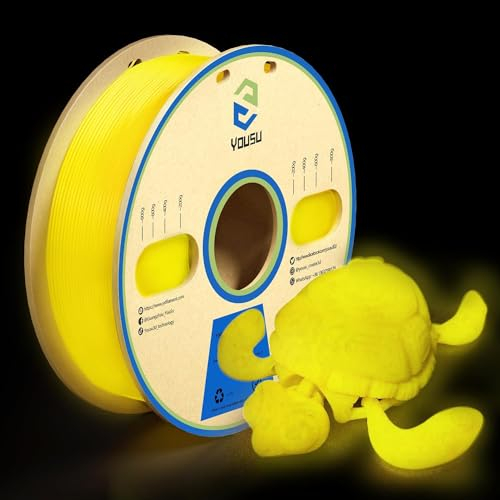 YOUSU Glow in the Dark PLA Filament 1.75mm, leuchtet im Dunkeln,Maßgenauigkeit 99% Wahrscheinlichkeit +/- 0,03 mm,3D Printer Filament for 3D Printers 1 kg (2.2 lbs),Yellow Color